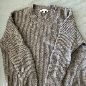 Madewell Womens Alapaca Wool Ribbed Crewneck Sweater - Gray